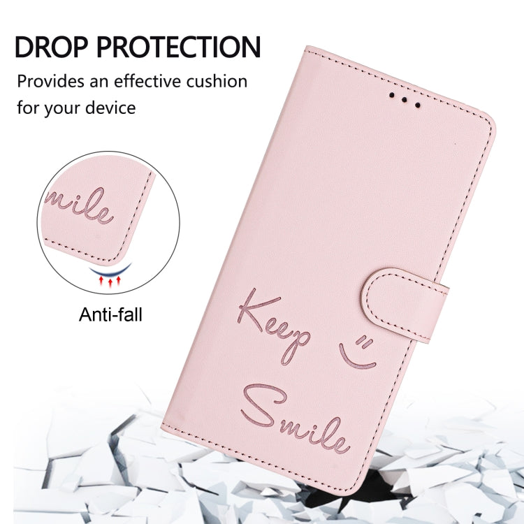 Funda de Cuero Rfid con Relieve Sonriente para Sony Xperia 5 Vi (Rosa)