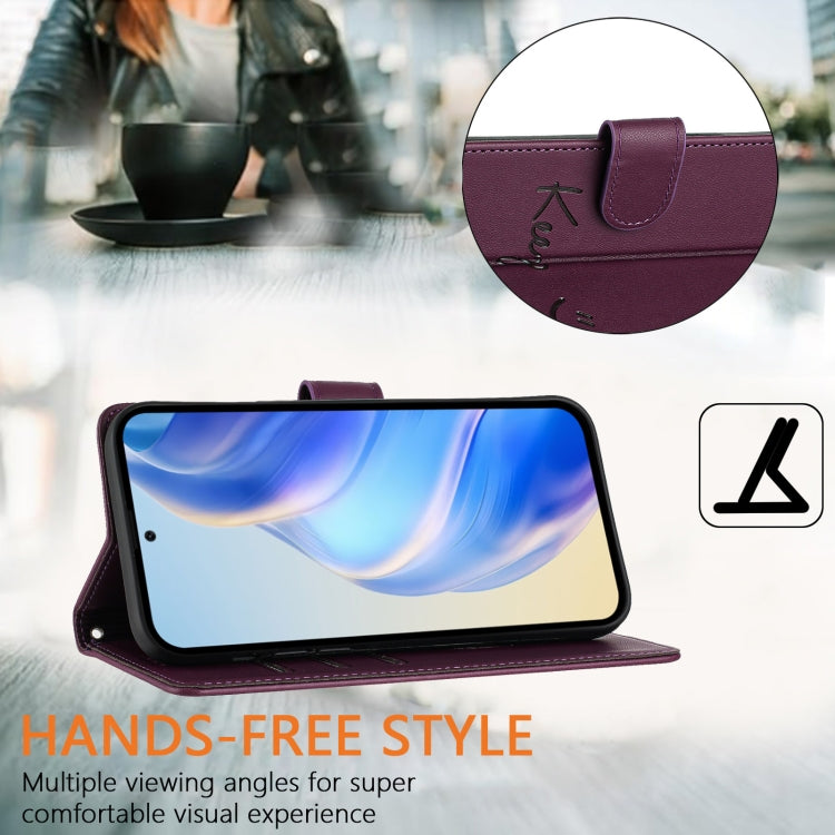 Funda de Cuero Rfid con Relieve Sonriente para Sony Xperia 5 Vi (Violeta)