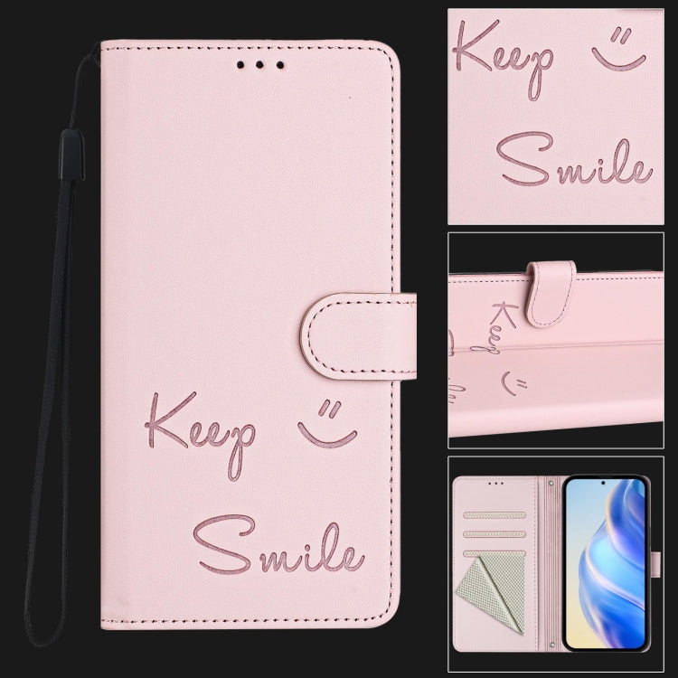 Funda de Cuero Rfid con Relieve Sonriente para Sony Xperia 10 Iv (Rosa)