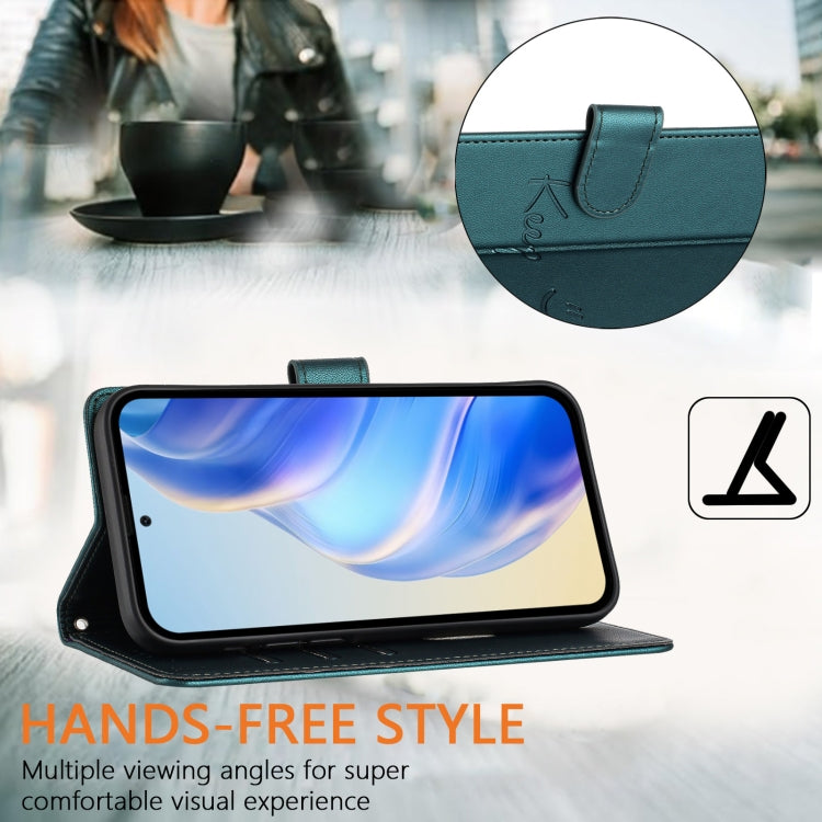 Funda de Cuero Rfid con Relieve Sonriente para Sony Xperia 10 Vi (Verde Pavo Real)