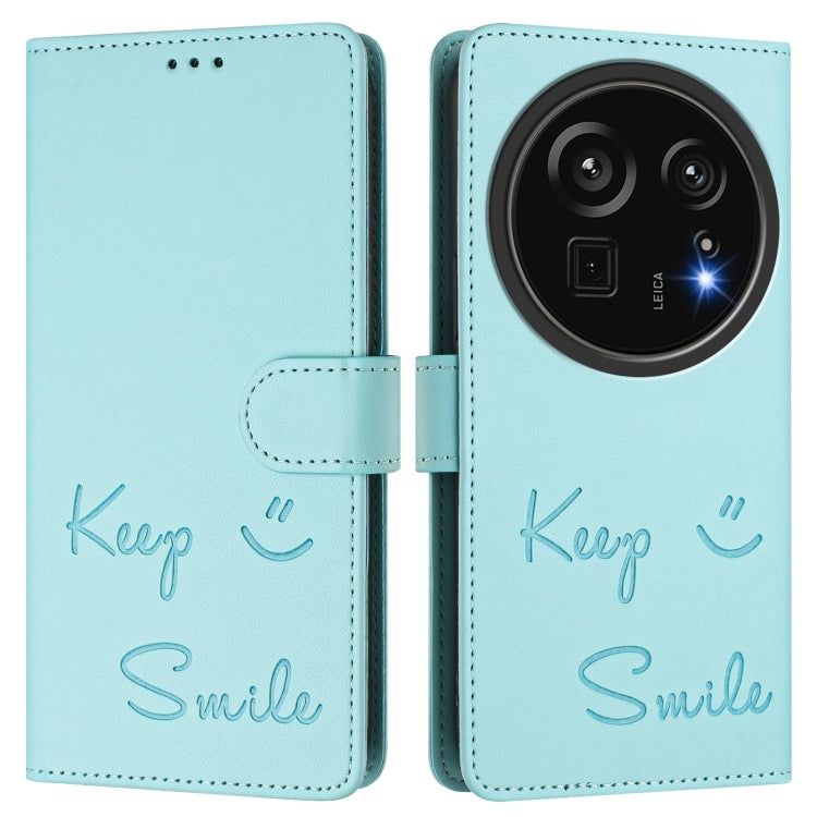 Funda de Cuero Rfid con Relieve Smile Embossing para Sharp Aquos R9 Pro (Verde Menta)