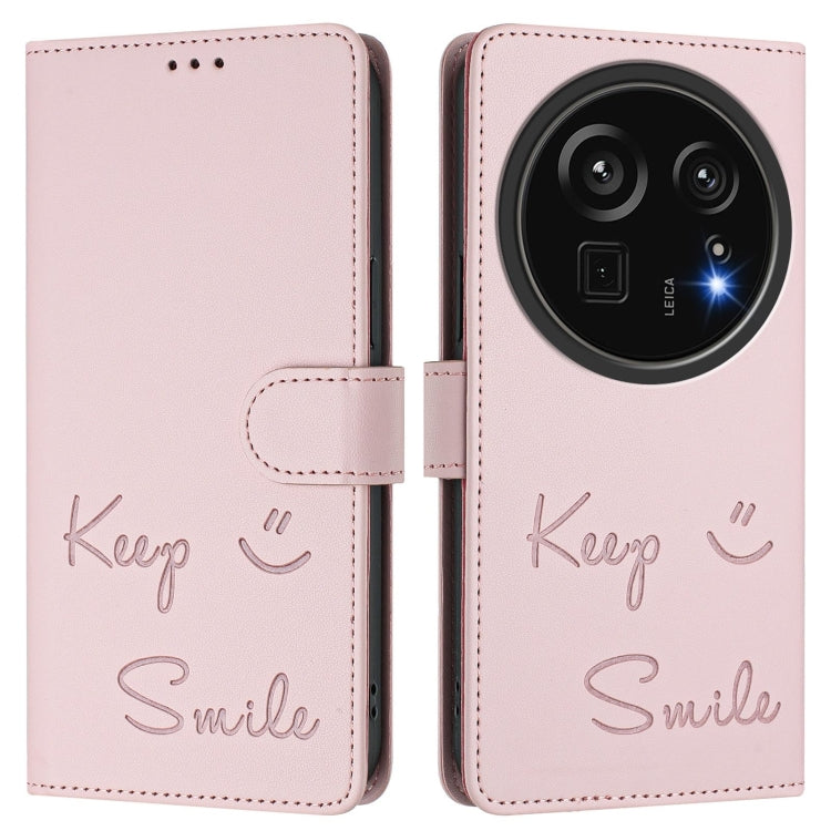 Funda de Cuero Rfid con Relieve Sonriente para Sharp Aquos R9 Pro (Rosa)