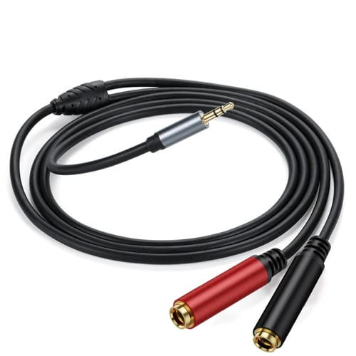 Cable Adaptador Audio Divisor en Y 3,5 mm TRS a 2x 6,35 mm Hembra 2 m (Negro)