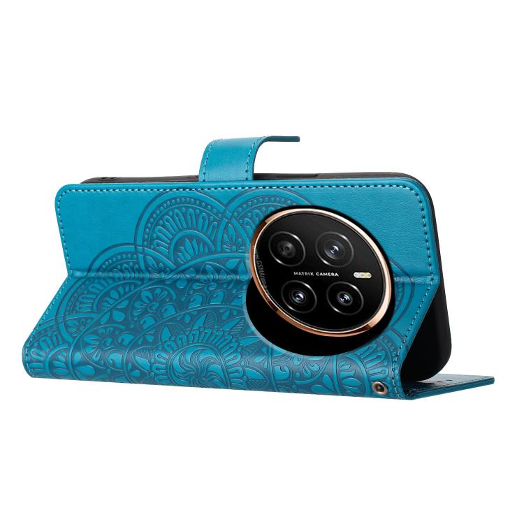 Funda de Cuero con Relieve Floral para Honor Magic7 Pro (Azul)