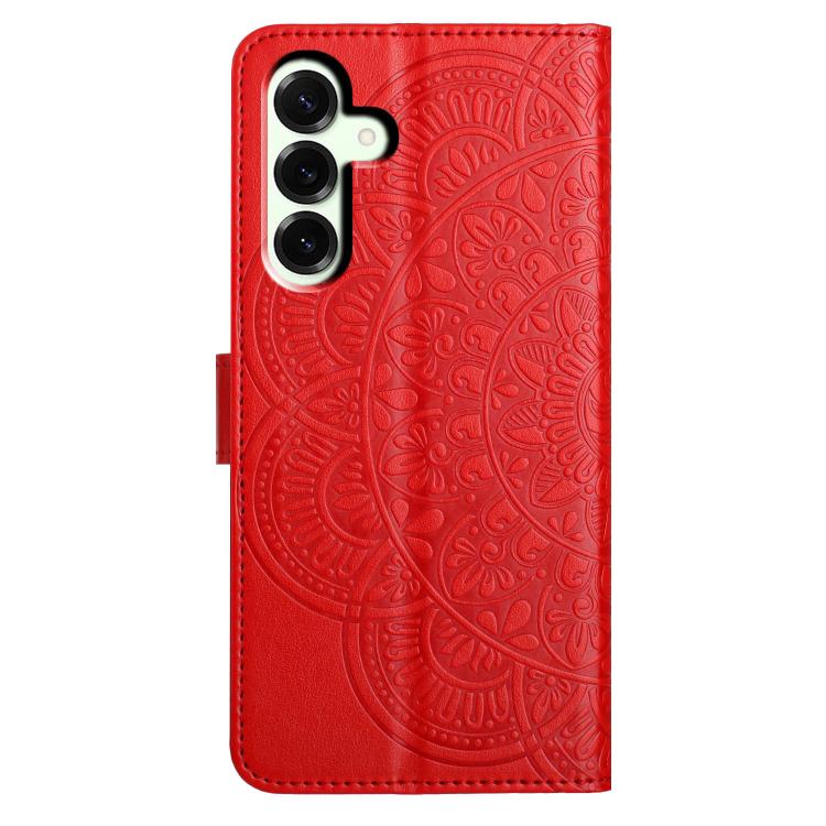 Funda de piel con relieve floral para Samsung Galaxy A17 5G (roja)