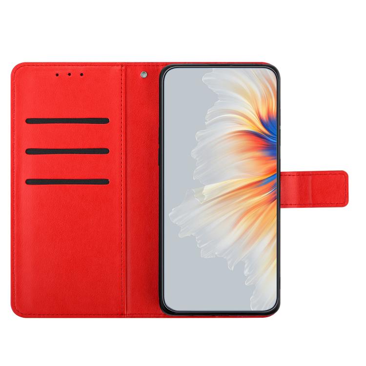 Funda de piel con relieve floral para Samsung Galaxy A17 5G (roja)