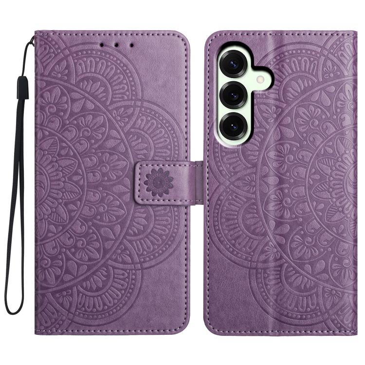 Funda de piel con relieve floral para Samsung Galaxy A17 5G (morada)