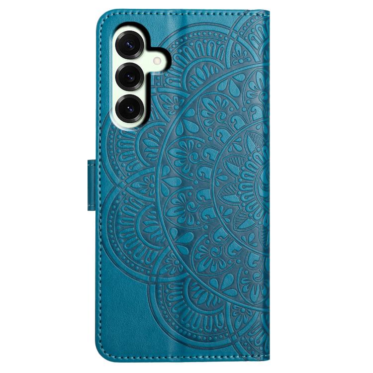 Funda de piel con relieve floral para Samsung Galaxy A17 5G (azul)
