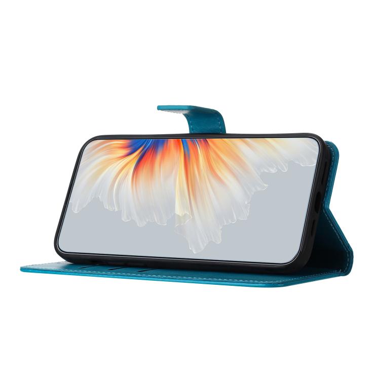 Funda de piel con relieve floral para Samsung Galaxy A17 5G (azul)