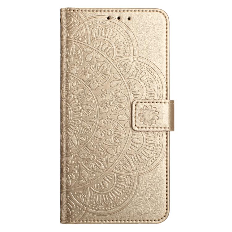 Funda de piel con relieve floral para Samsung Galaxy A17 5G (dorada)