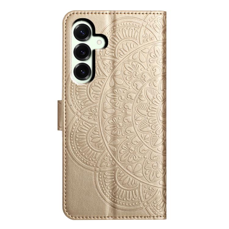 Funda de piel con relieve floral para Samsung Galaxy A17 5G (dorada)