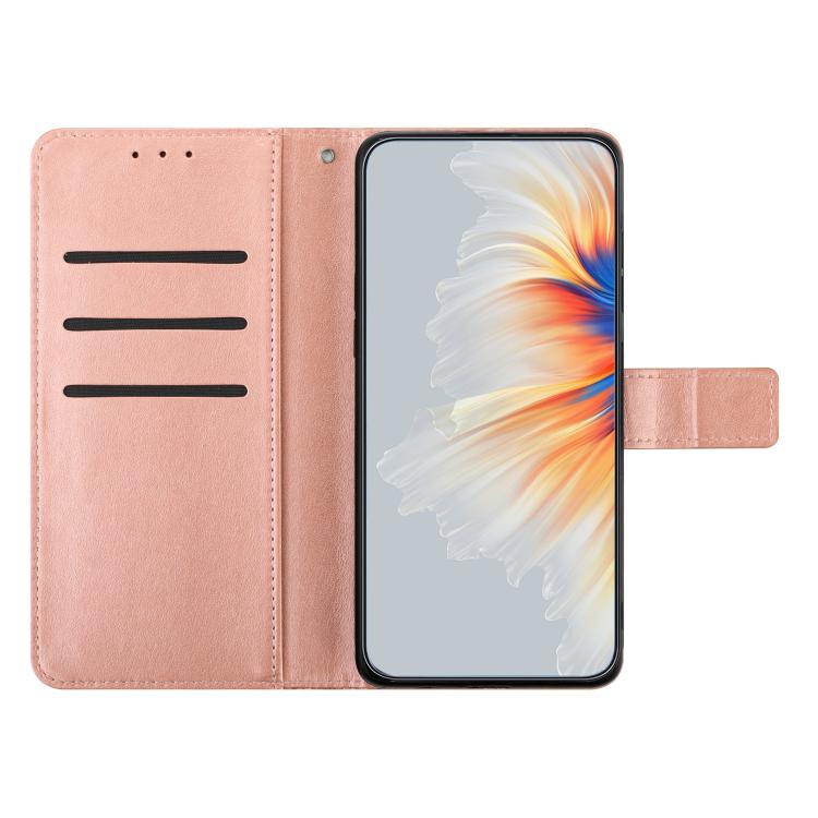 Funda de piel con relieve floral para Samsung Galaxy A17 5G (oro rosa)