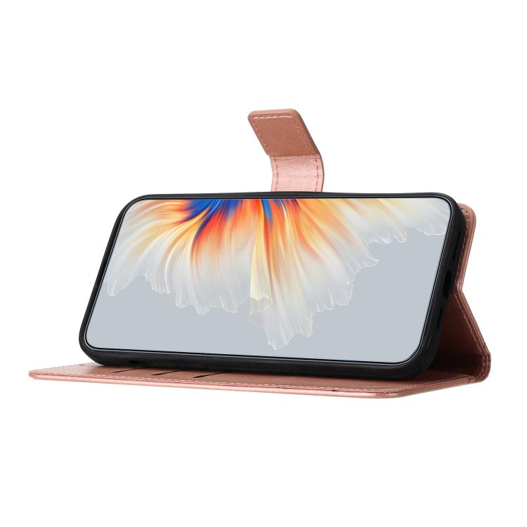 Funda de piel con relieve floral para Samsung Galaxy A17 5G (oro rosa)