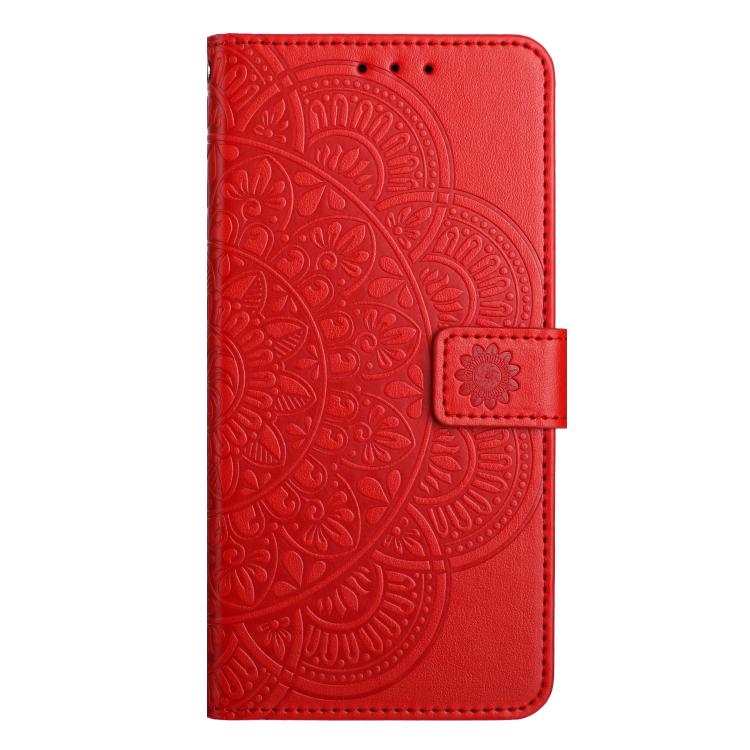 Funda de piel con relieve floral para Samsung Galaxy A07 5G (roja)