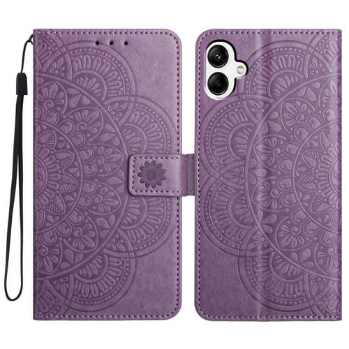 Funda de piel con relieve floral para Samsung Galaxy A07 5G (morada)