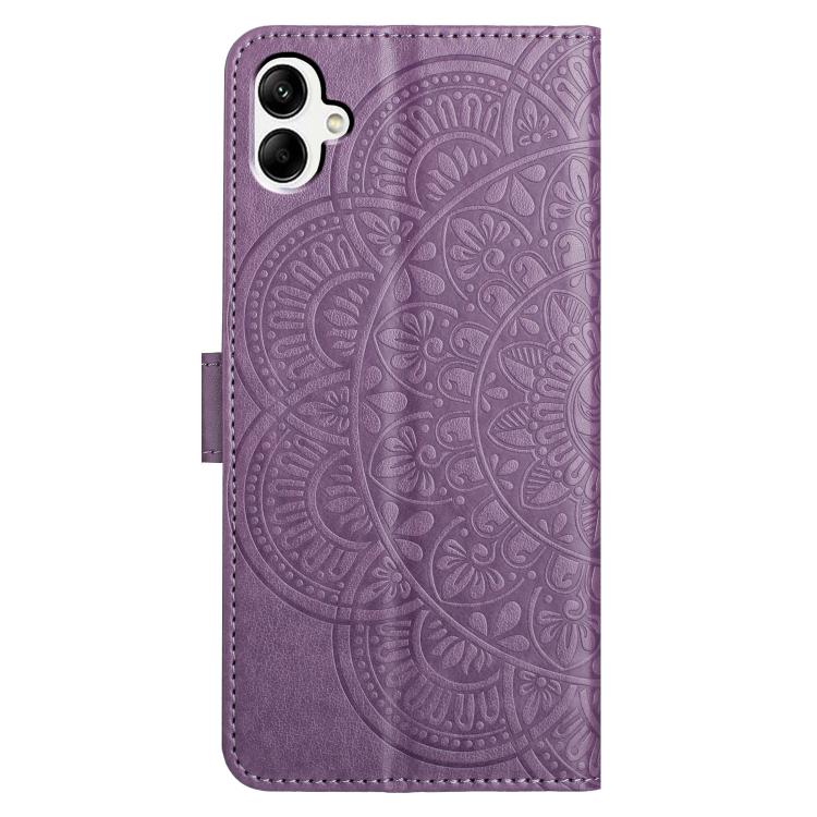 Funda de piel con relieve floral para Samsung Galaxy A07 5G (morada)