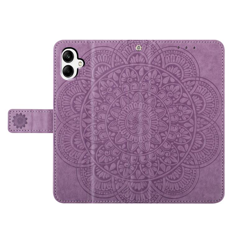 Funda de piel con relieve floral para Samsung Galaxy A07 5G (morada)
