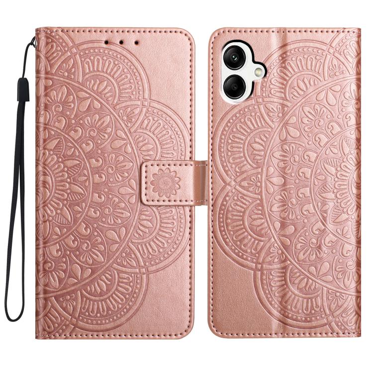 Funda de piel con relieve floral para Samsung Galaxy A07 5G (oro rosa)
