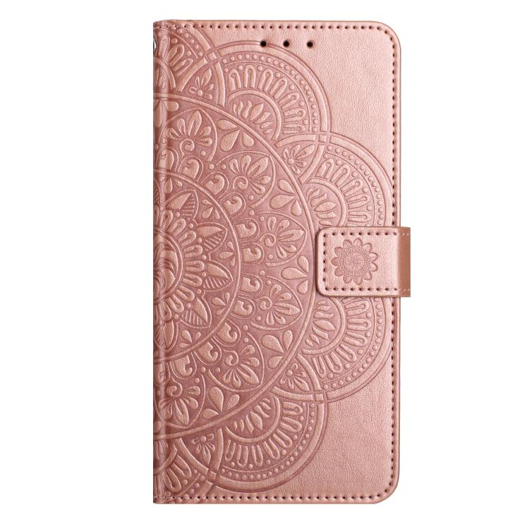 Funda de piel con relieve floral para Samsung Galaxy A07 5G (oro rosa)