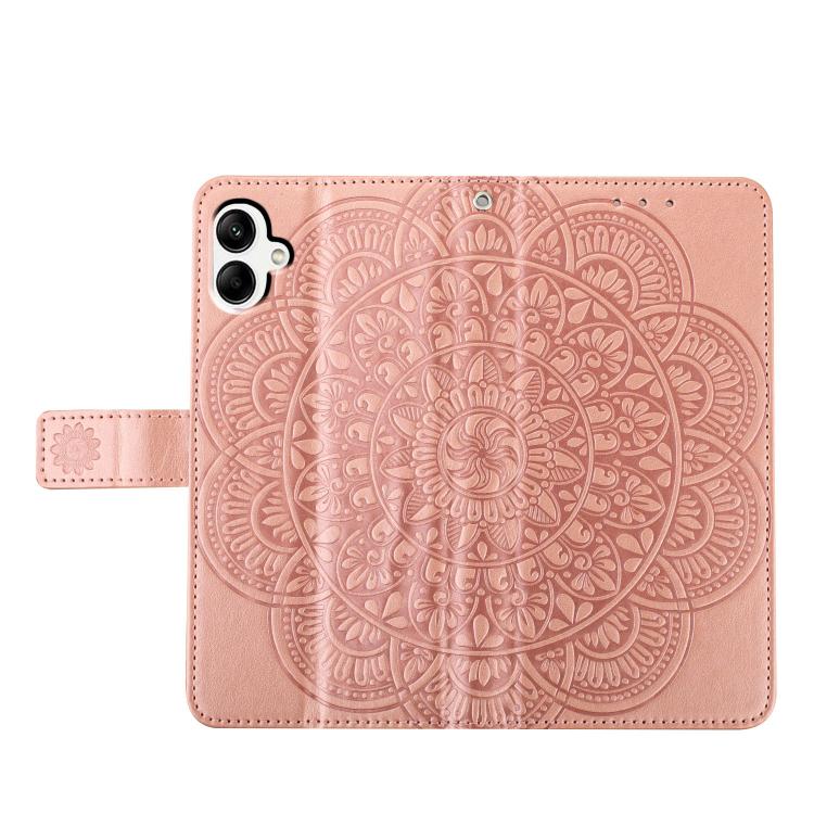 Funda de piel con relieve floral para Samsung Galaxy A07 5G (oro rosa)