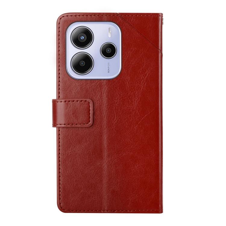 Funda de Cuero con Tapa En Forma de y para Redmi Note 14 4G (163,25mm, Marrón)