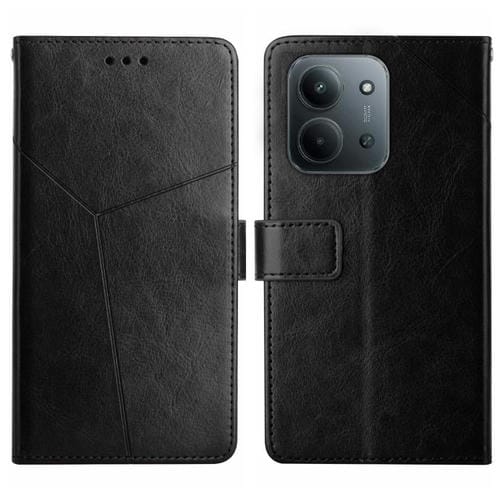 Funda de cuero con tapa en forma de Y para Redmi 15C 5G (173,1 mm) / Redmi 15C 4G (173,1 mm) (Negro)