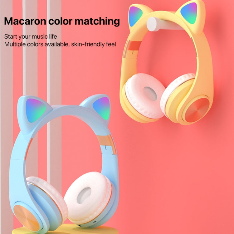Auriculares inalámbricos Bluetooth orejas de gato para juegos con luz (Dorado)