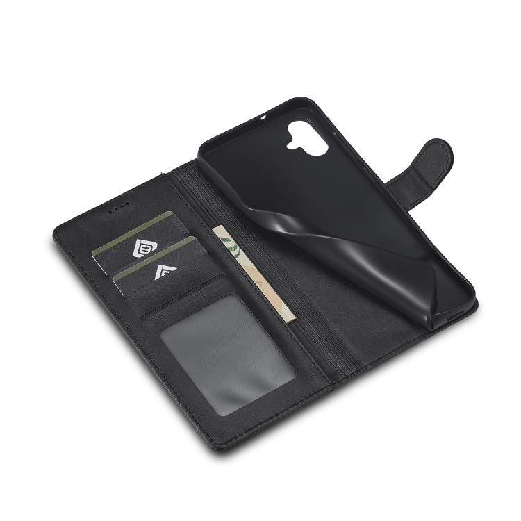 Funda LC.IMEEKE de piel con textura de becerro para Samsung Galaxy A07 4G (negra)