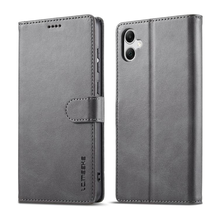 Funda LC.IMEEKE de piel con textura de becerro para Samsung Galaxy A07 4G (gris)