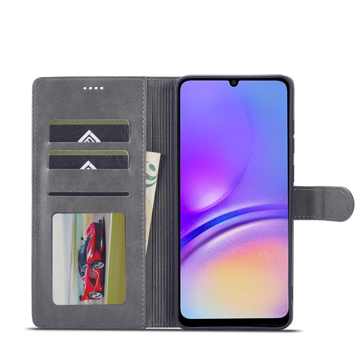 Funda LC.IMEEKE de piel con textura de becerro para Samsung Galaxy A07 4G (gris)