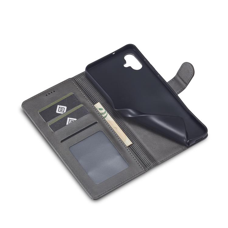 Funda LC.IMEEKE de piel con textura de becerro para Samsung Galaxy A07 4G (gris)