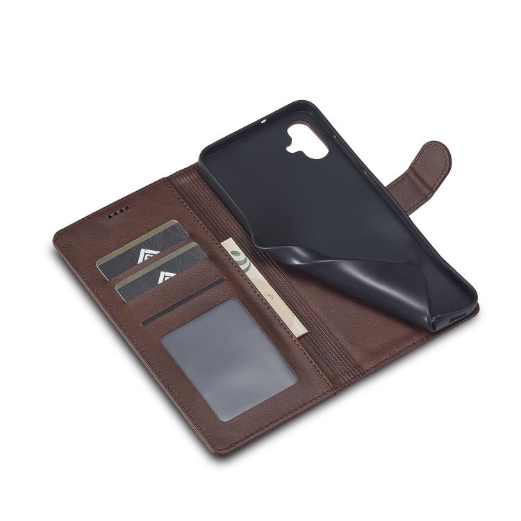 Funda LC.IMEEKE de piel con textura de becerro para Samsung Galaxy A07 4G (café)