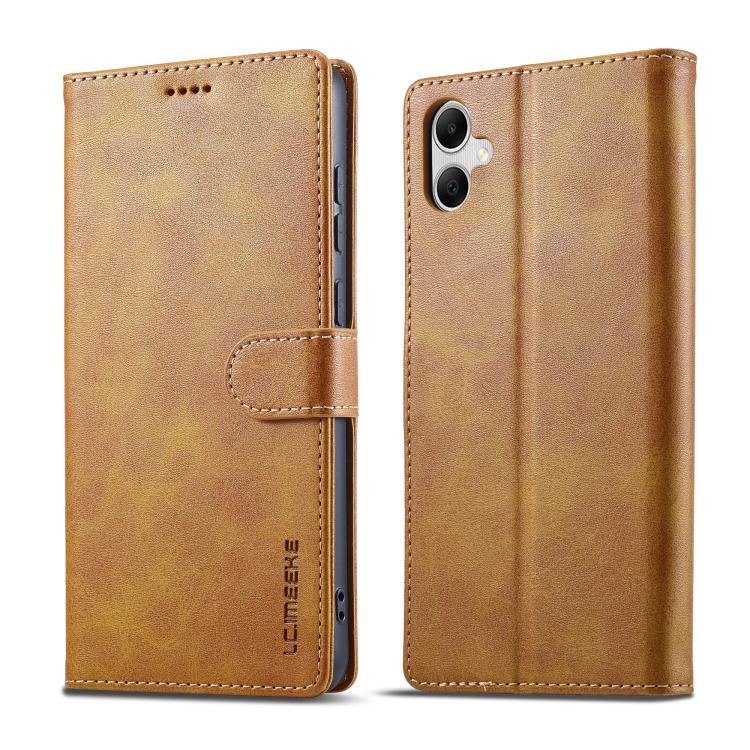 Funda LC.IMEEKE de piel con textura de becerro para Samsung Galaxy A07 4G (marrón)