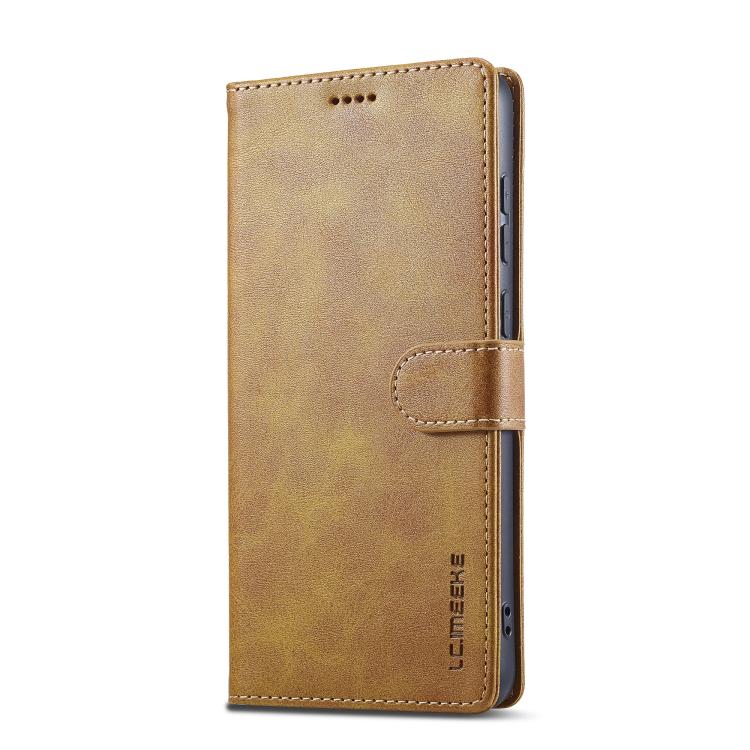Funda LC.IMEEKE de piel con textura de becerro para Samsung Galaxy A07 4G (marrón)
