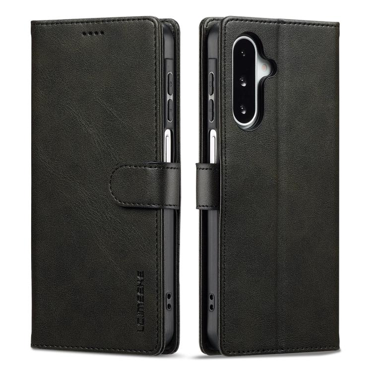 Funda LC.IMEEKE de piel con textura de becerro para Samsung Galaxy A17 5G (negra)