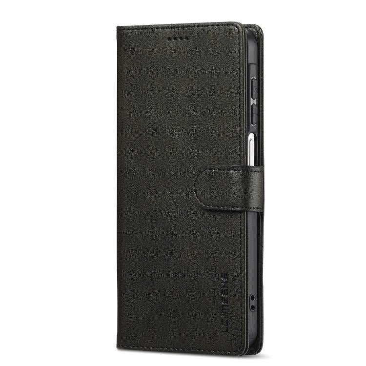 Funda LC.IMEEKE de piel con textura de becerro para Samsung Galaxy A17 5G (negra)