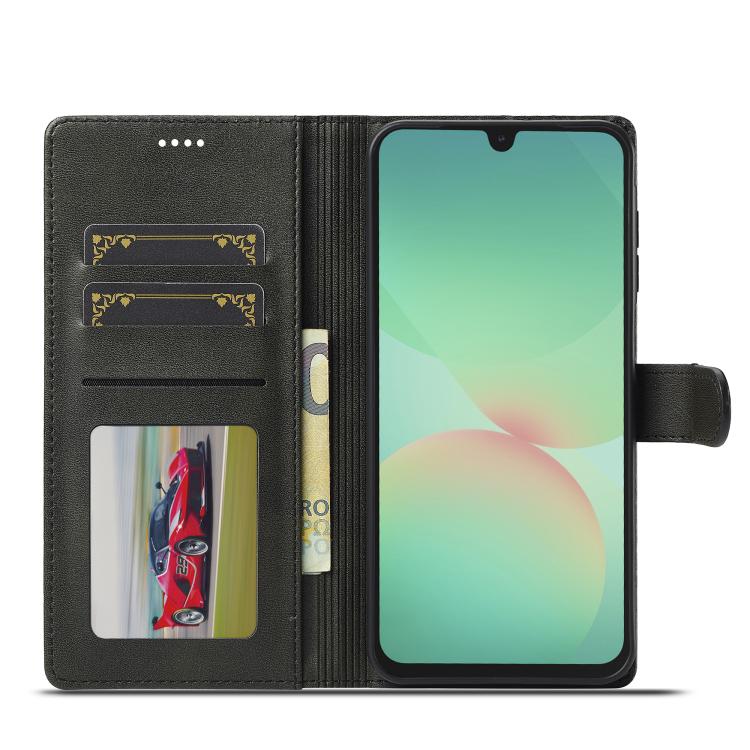 Funda LC.IMEEKE de piel con textura de becerro para Samsung Galaxy A17 5G (negra)