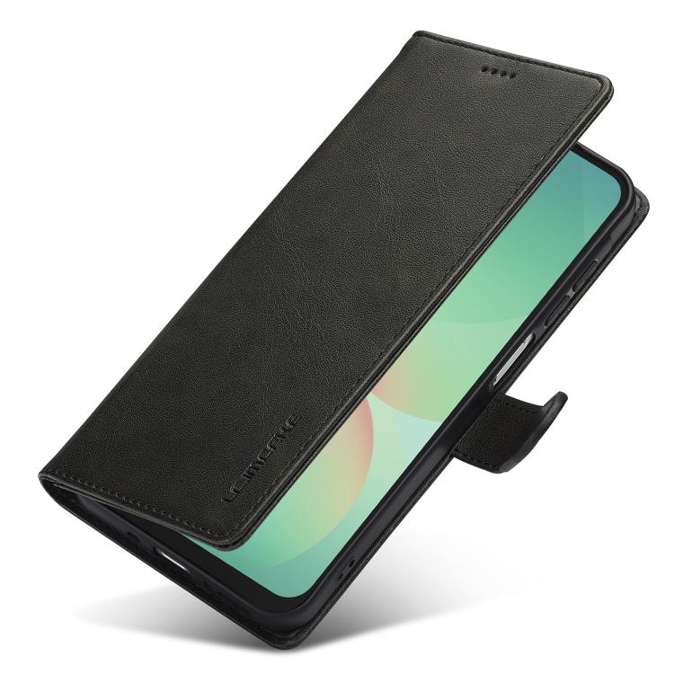 Funda LC.IMEEKE de piel con textura de becerro para Samsung Galaxy A17 5G (negra)