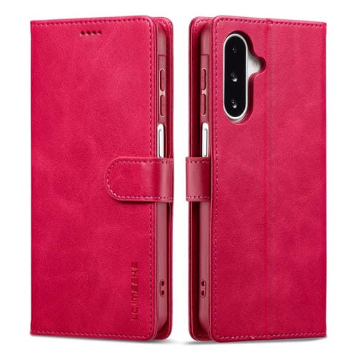 Funda LC.IMEEKE de piel con textura de becerro para Samsung Galaxy A17 5G (roja)