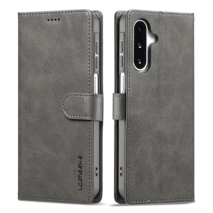 Funda LC.IMEEKE de piel con textura de becerro para Samsung Galaxy A17 5G (gris)