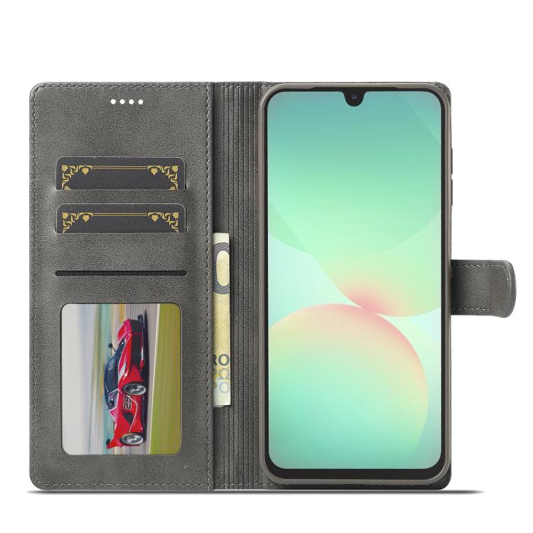 Funda LC.IMEEKE de piel con textura de becerro para Samsung Galaxy A17 5G (gris)