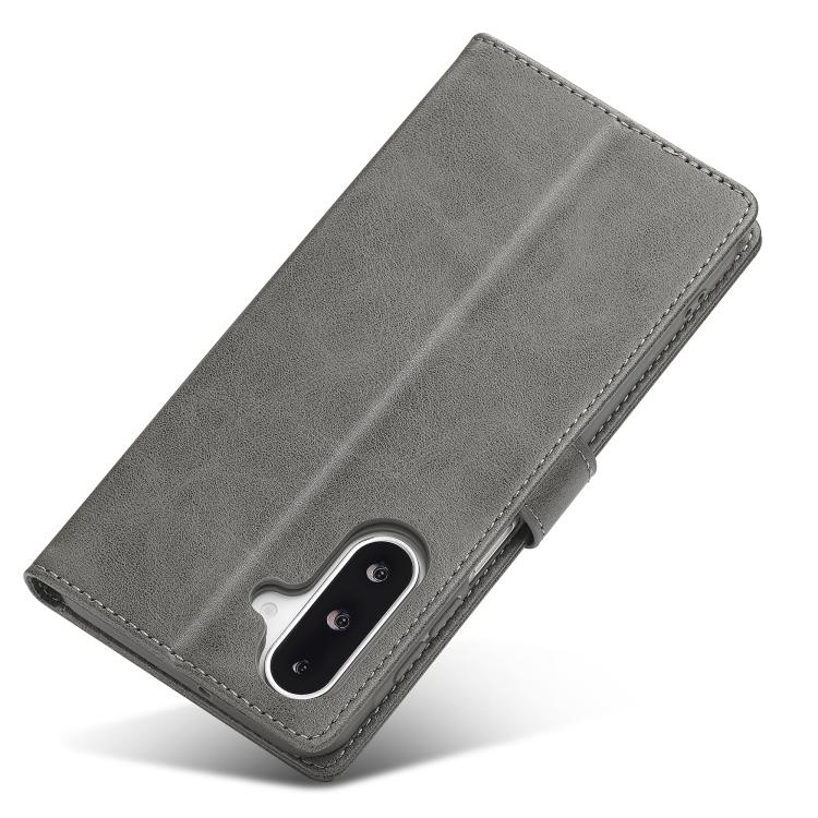 Funda LC.IMEEKE de piel con textura de becerro para Samsung Galaxy A17 5G (gris)