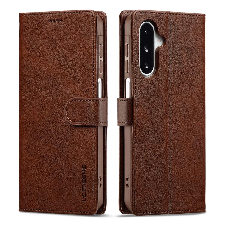 Funda LC.IMEEKE de piel con textura de becerro para Samsung Galaxy A17 5G (café)