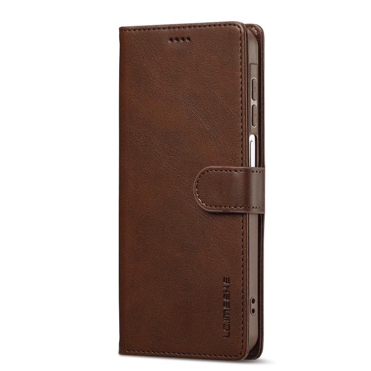 Funda LC.IMEEKE de piel con textura de becerro para Samsung Galaxy A17 5G (café)