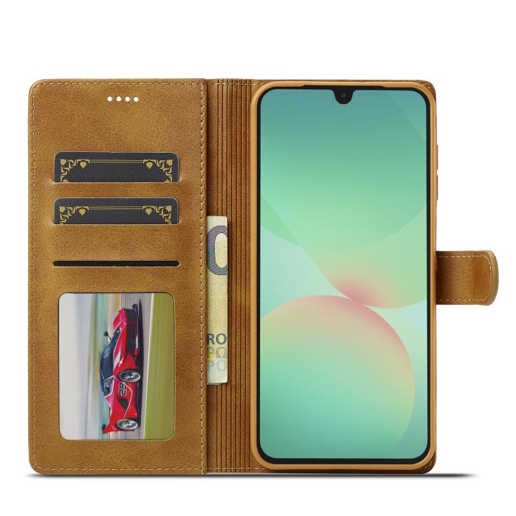 Funda LC.IMEEKE de piel con textura de becerro para Samsung Galaxy A17 5G (marrón)