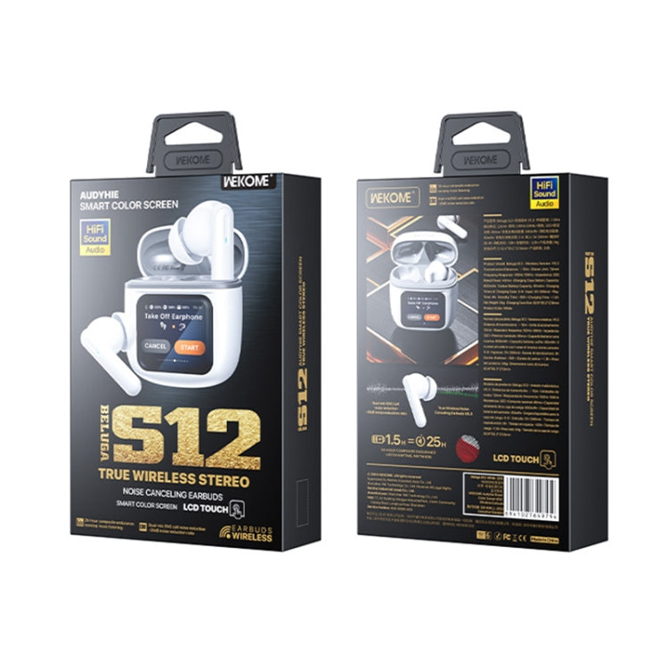 Auriculares inalámbricos Wekome Beluga S12 con reducción de ruido y pantalla a color inteligente (Blanco)