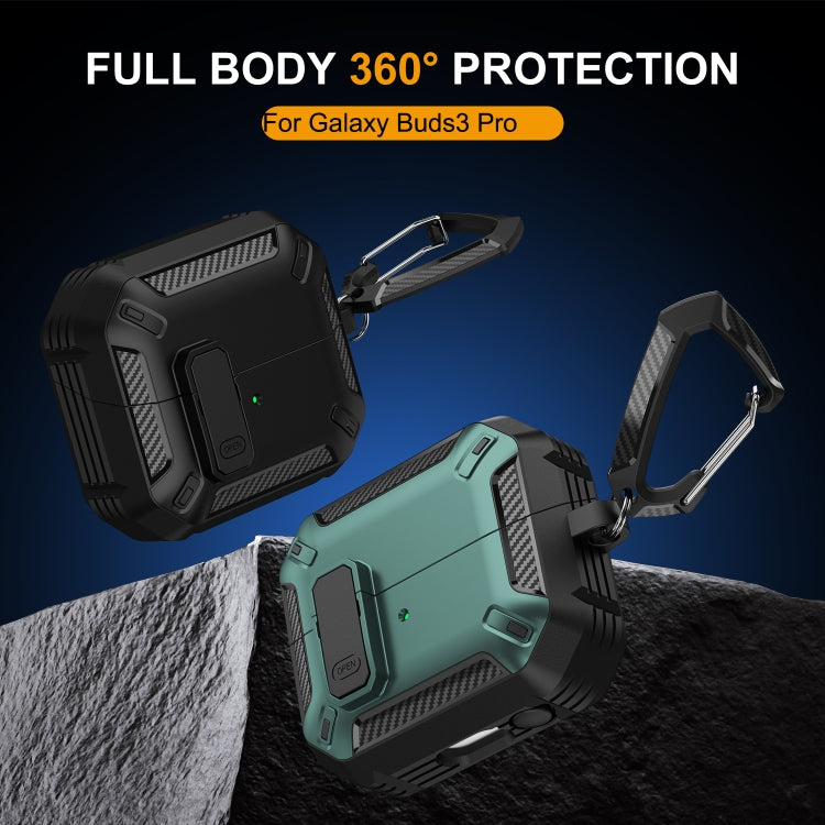 Funda Protectora para Auriculares Samsung Galaxy Buds 3/3 Pro con Interruptor y Gancho (Negro y Blanco)