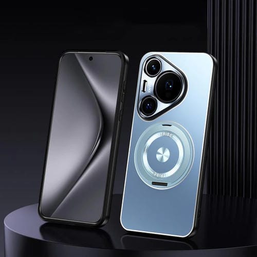 Funda de metal esmerilado con soporte giratorio para Huawei Pura 80 Ultra 5G (azul)