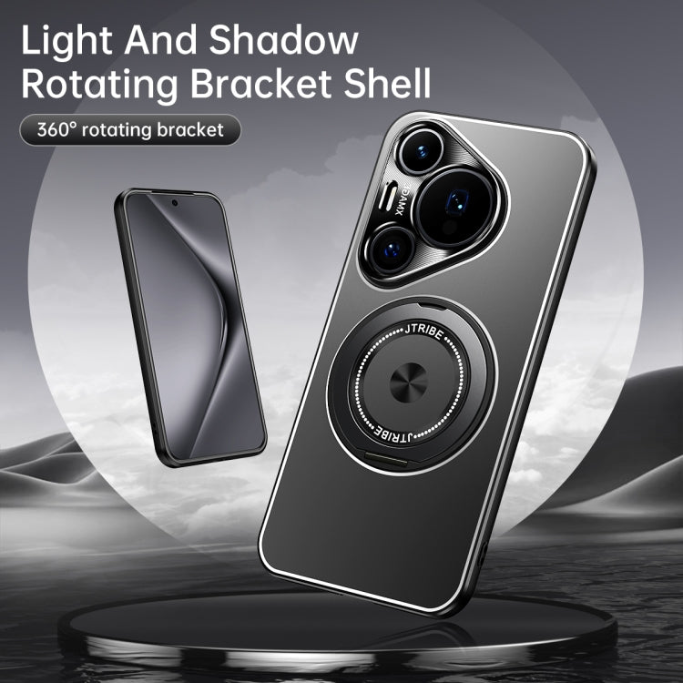 Funda de metal esmerilado con soporte giratorio para Huawei Pura 80 Pro 5G (titanio)