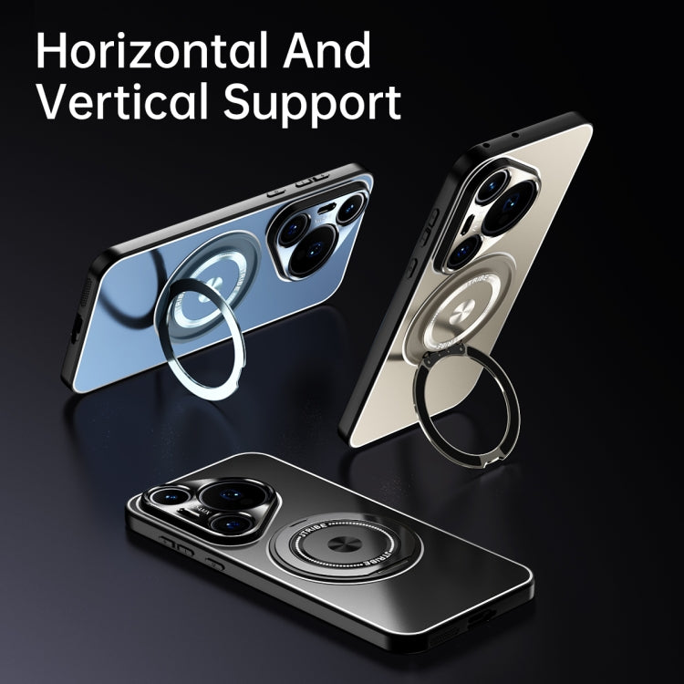 Funda de metal esmerilado con soporte giratorio para Huawei Pura 80 Pro 5G (azul)